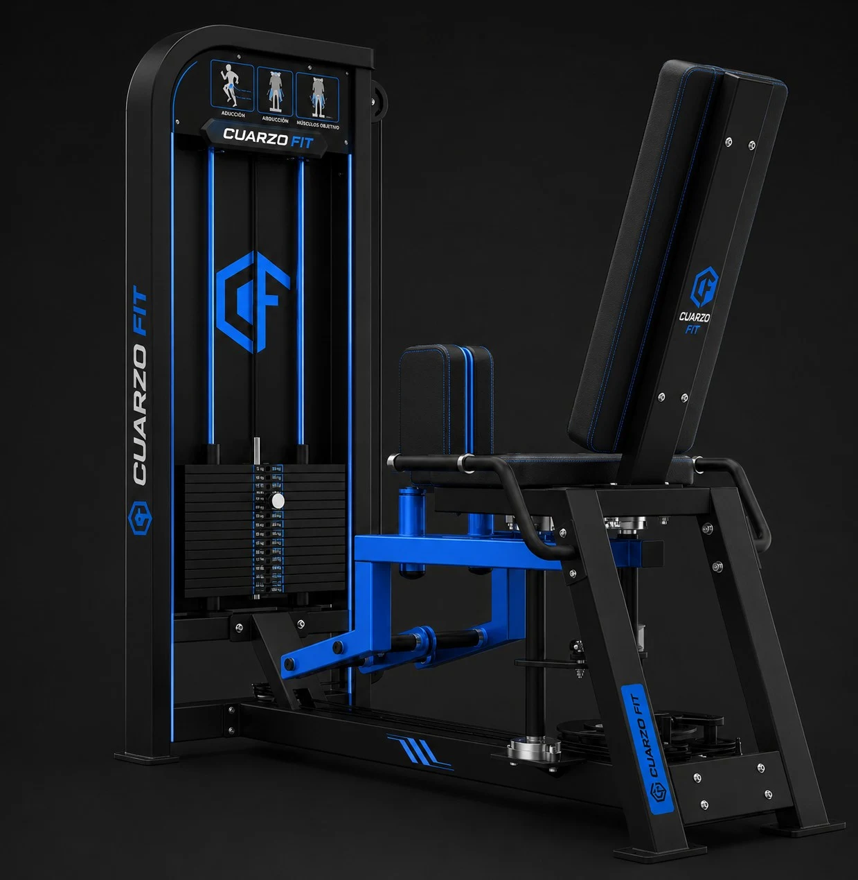 Aductor / Abductor CUARZO FIT, con estructura negra y azul y lingotera